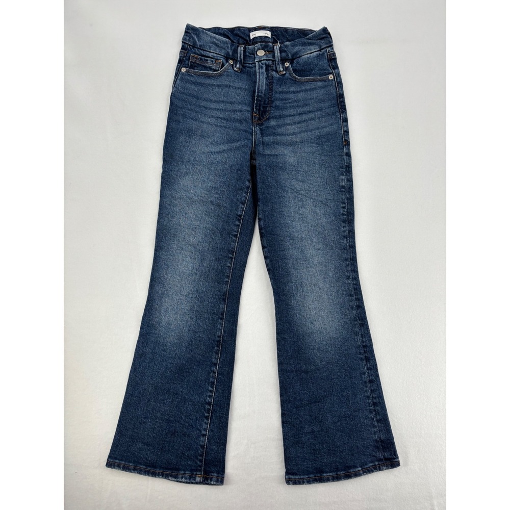 Good American Good‎ Legs Crop Mini Boot Women 0/25 Blue Indigo Flare Jeans